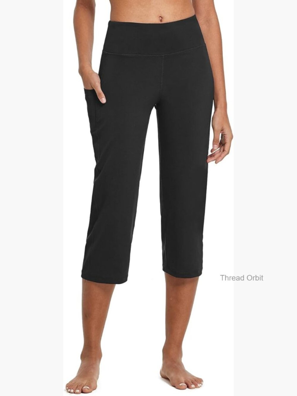 Womens Capri Pants with Pockets Yoga Leggings High Waist Wide Leg Crop Summer